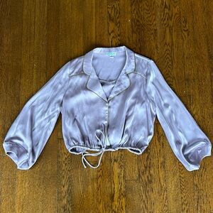 Anthropologie Current Air Satin Lavender Cropped Blouse